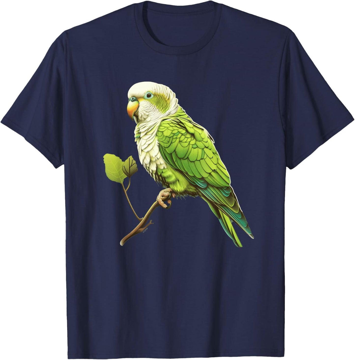 Monk Parakeet Round Image T-Shirt - T-Shirt | Navy