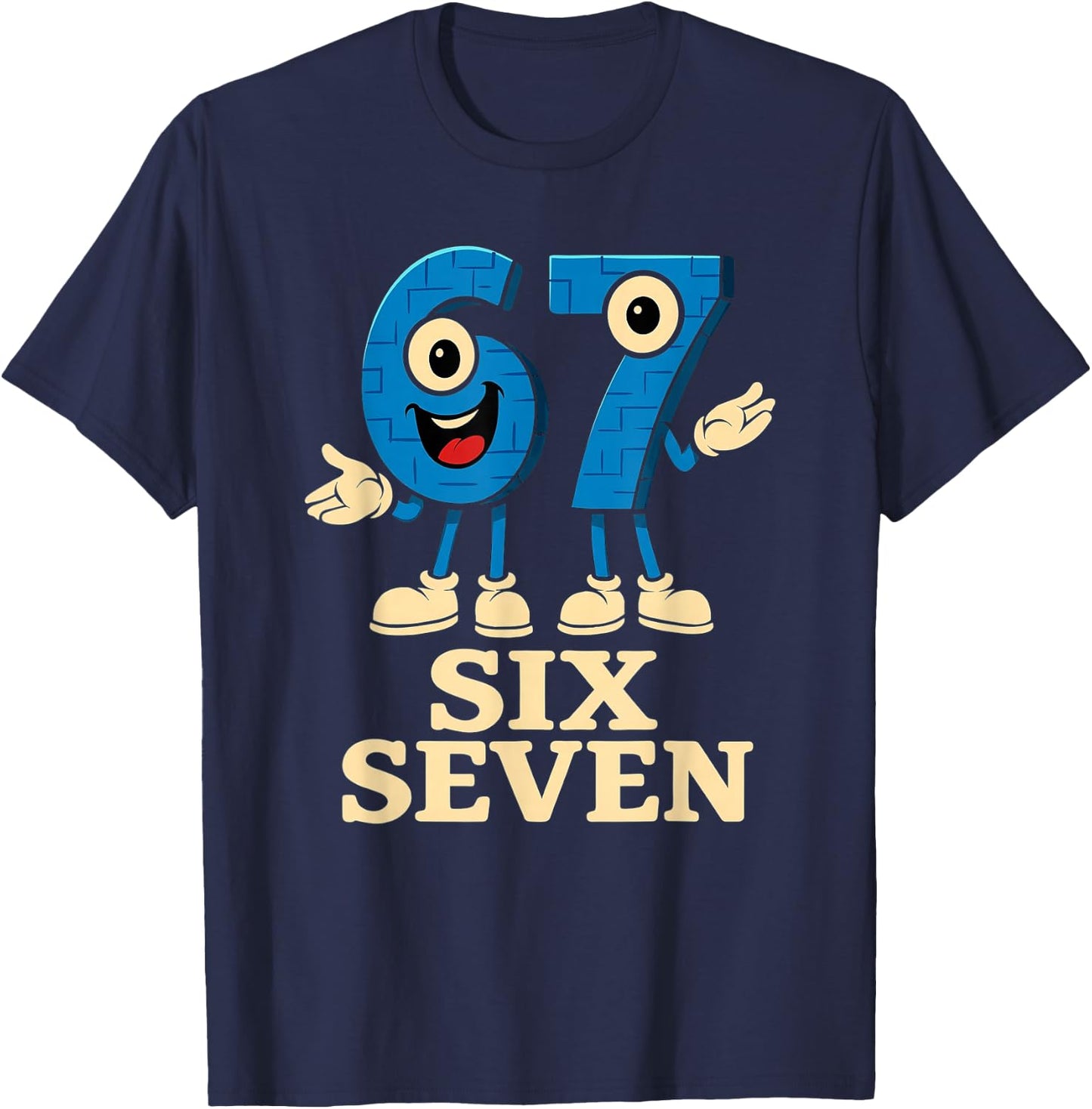 Kinder Meme 67 Six Seven 6 7 T-Shirt - T-Shirt | Navy