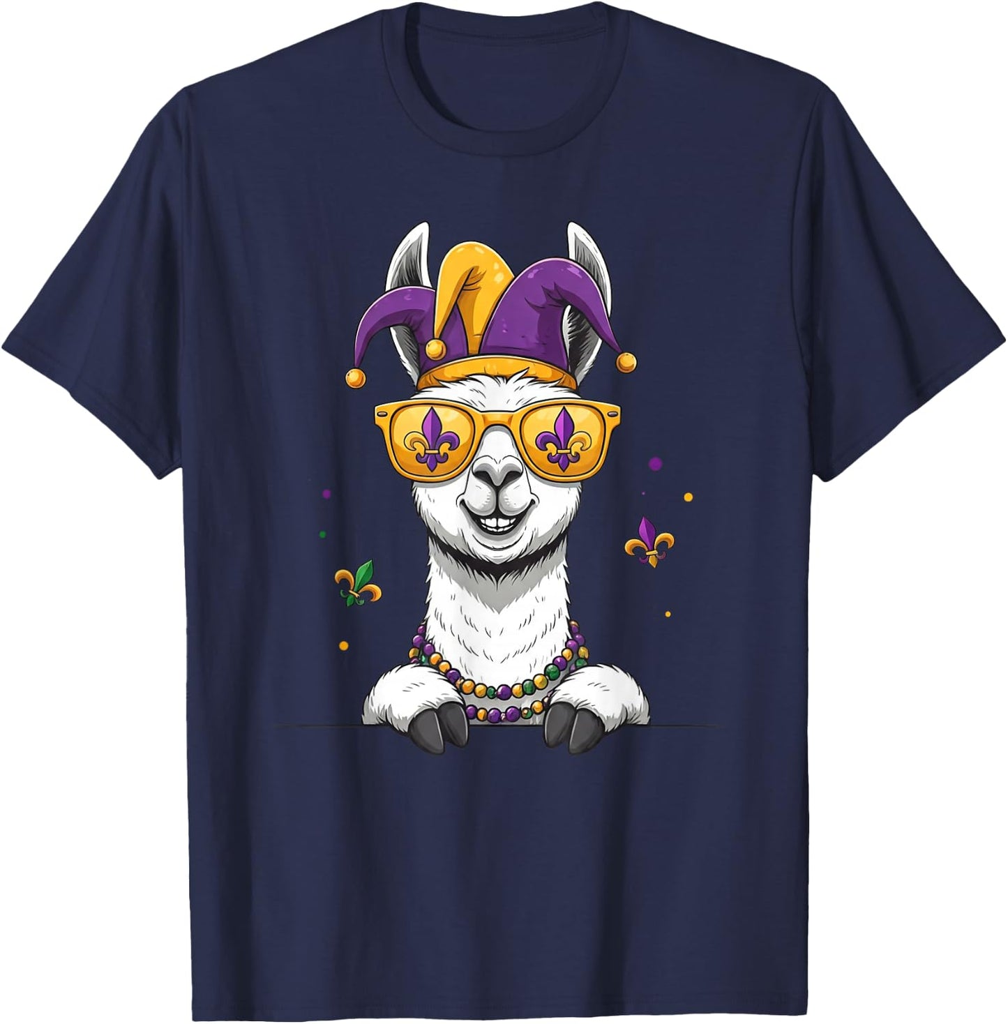 Funny Llama Mardi Gras Festival Carnival Kids T-Shirt - T-Shirt | Navy