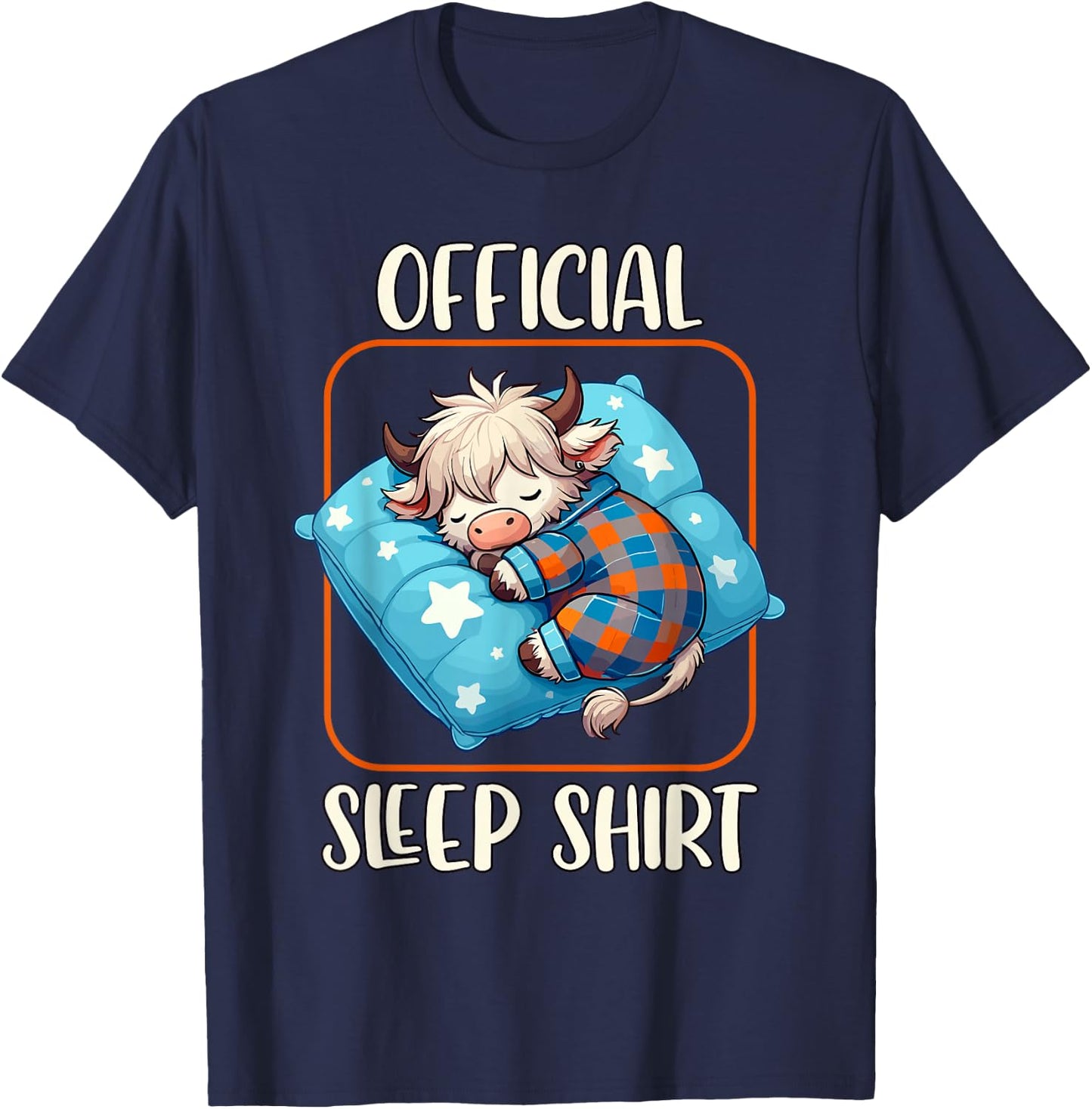 Highland Cow, Official Sleepshirt Nightgown Nightshirt Sleep T-Shirt - T-Shirt | Navy
