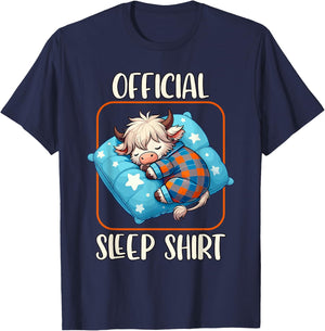 Highland Cow, Official Sleepshirt Nightgown Nightshirt Sleep T-Shirt - T-Shirt | Navy