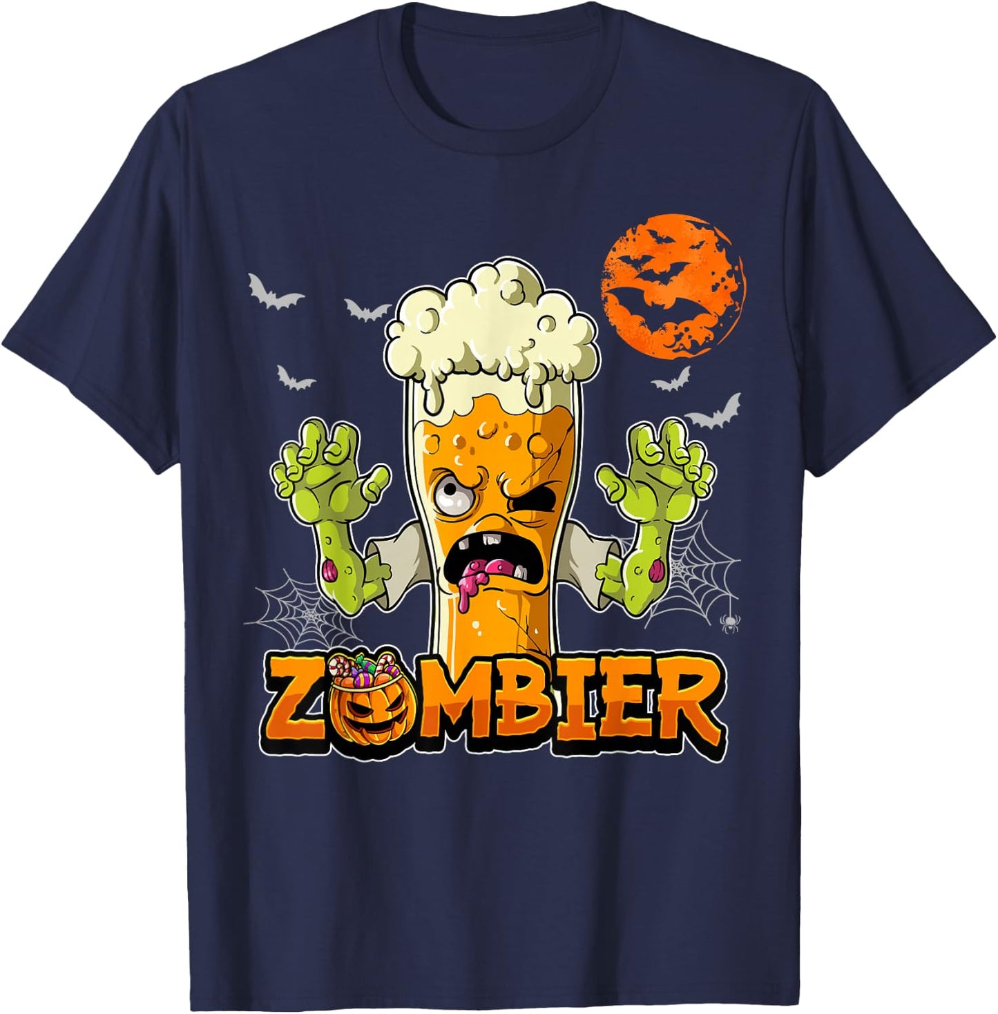 Halloween Zombie Zombier , black T-Shirt - T-Shirt | Navy