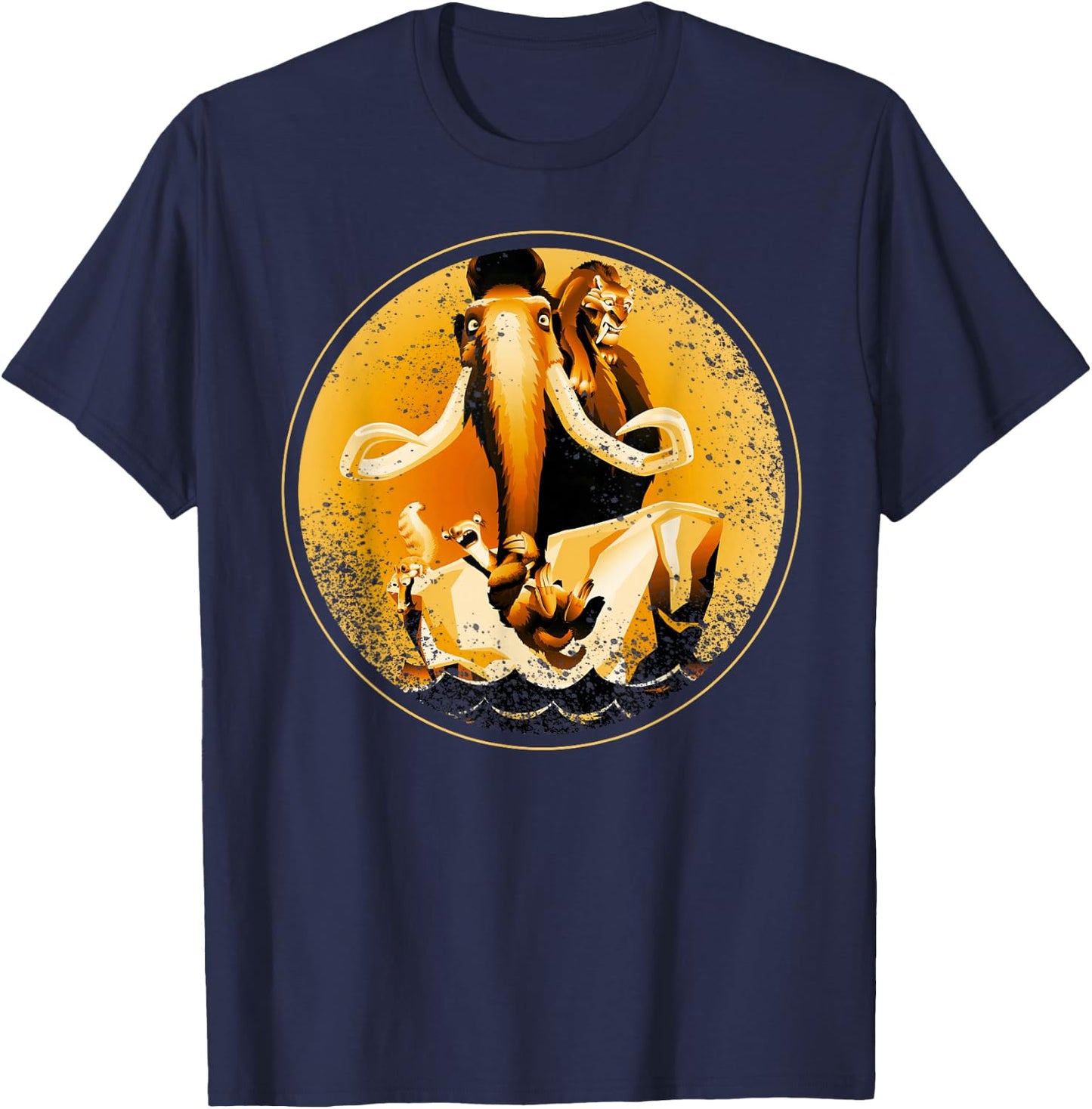 Ice Age Manfred Diego Sid and Scrat Sepia T-Shirt - T-Shirt | Navy