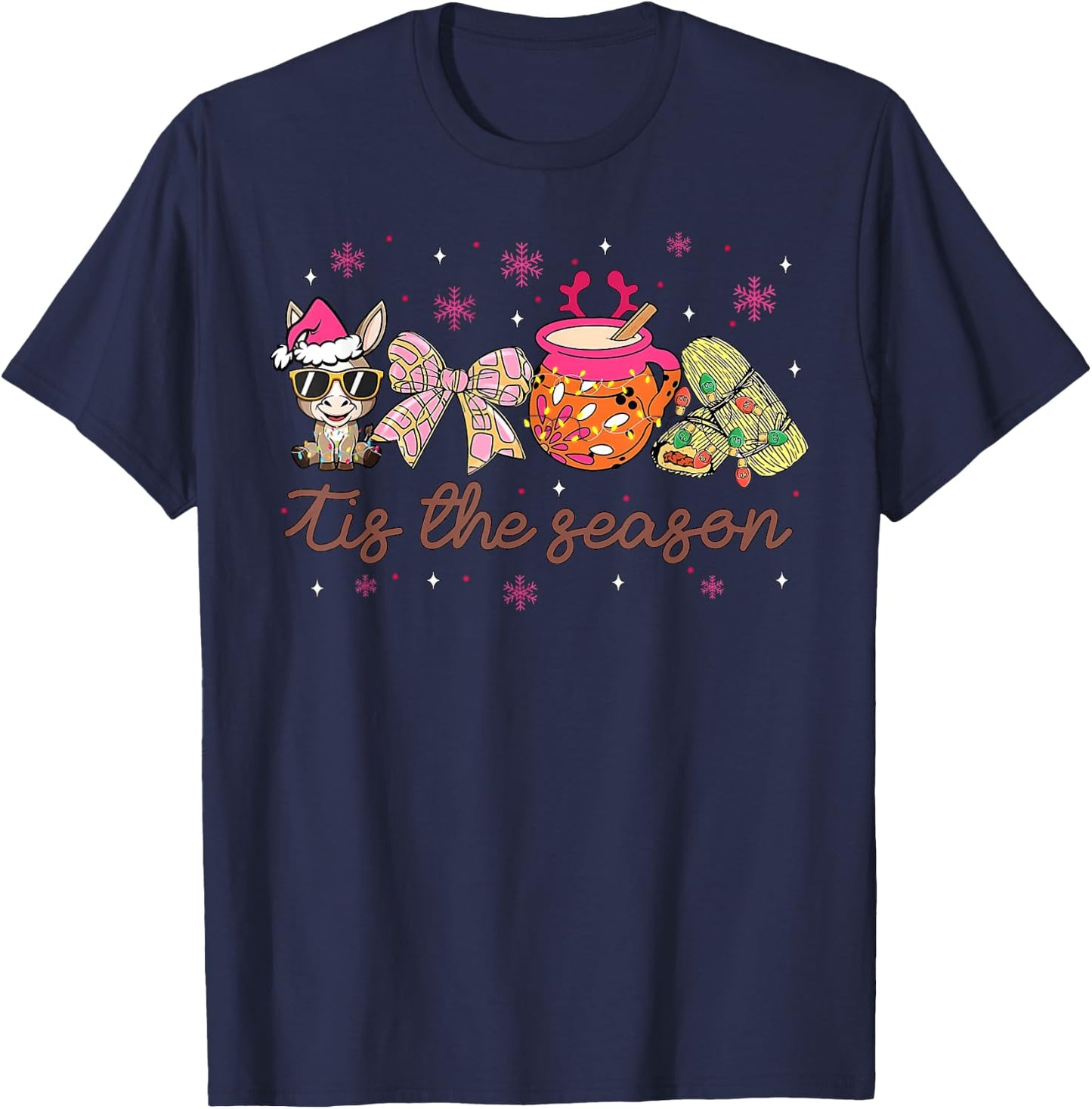 Tis The Season Tamales Mexican Coquette Bow Cafe De Olla T-Shirt - T-Shirt | Navy