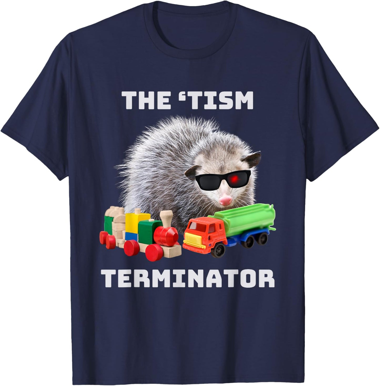 Autism Funny The Tism Meme Autistic Opossum Train Novelty T-Shirt - T-Shirt | Navy