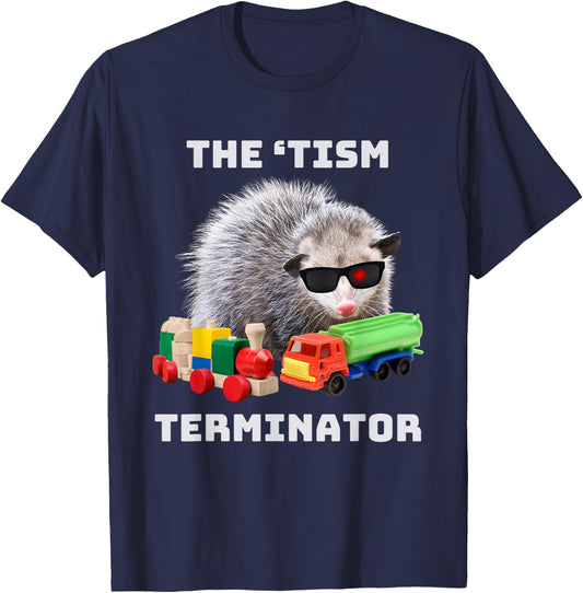 Autism Funny The Tism Meme Autistic Opossum Train Novelty T-Shirt - T-Shirt | Navy