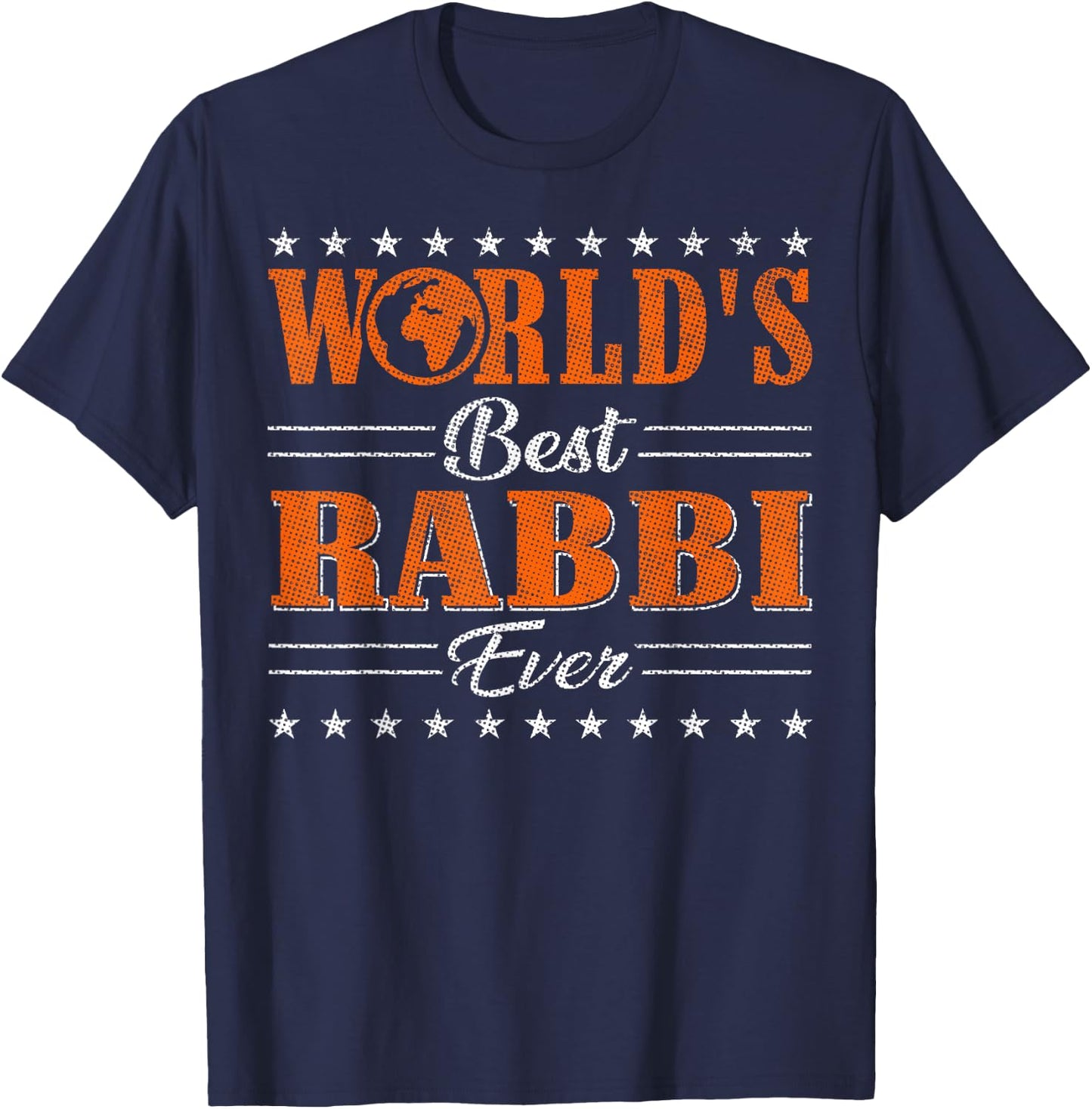 Retro Motif Worlds Best Rabbi T-Shirt - T-Shirt | Navy