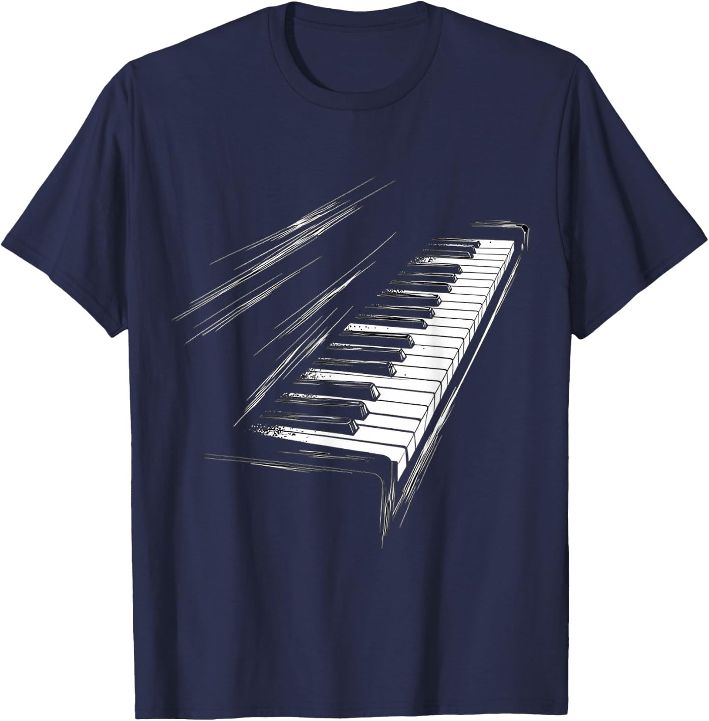 Keyboard Music Instrument Motif Art Keyboard T-Shirt - T-Shirt | Navy