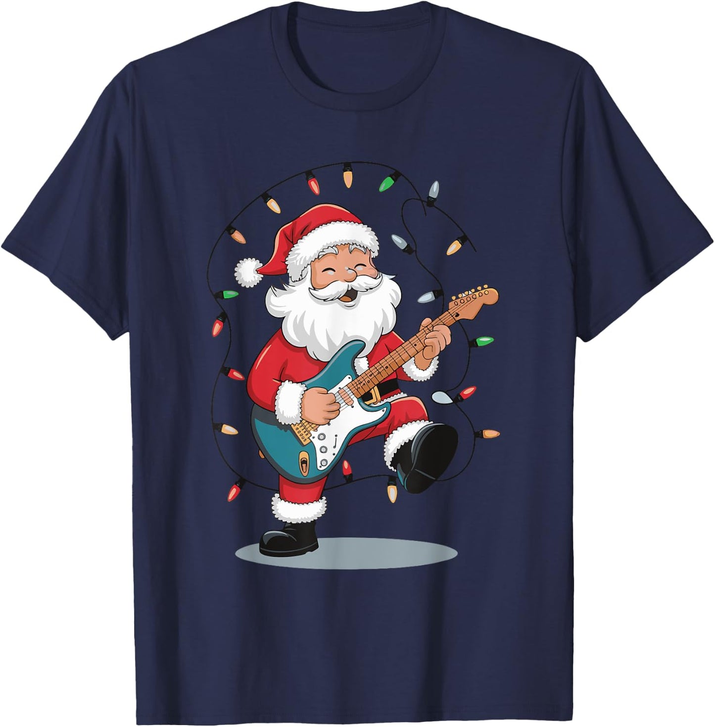 Santa Playing Guitar T-Shirt - T-Shirt | Navy