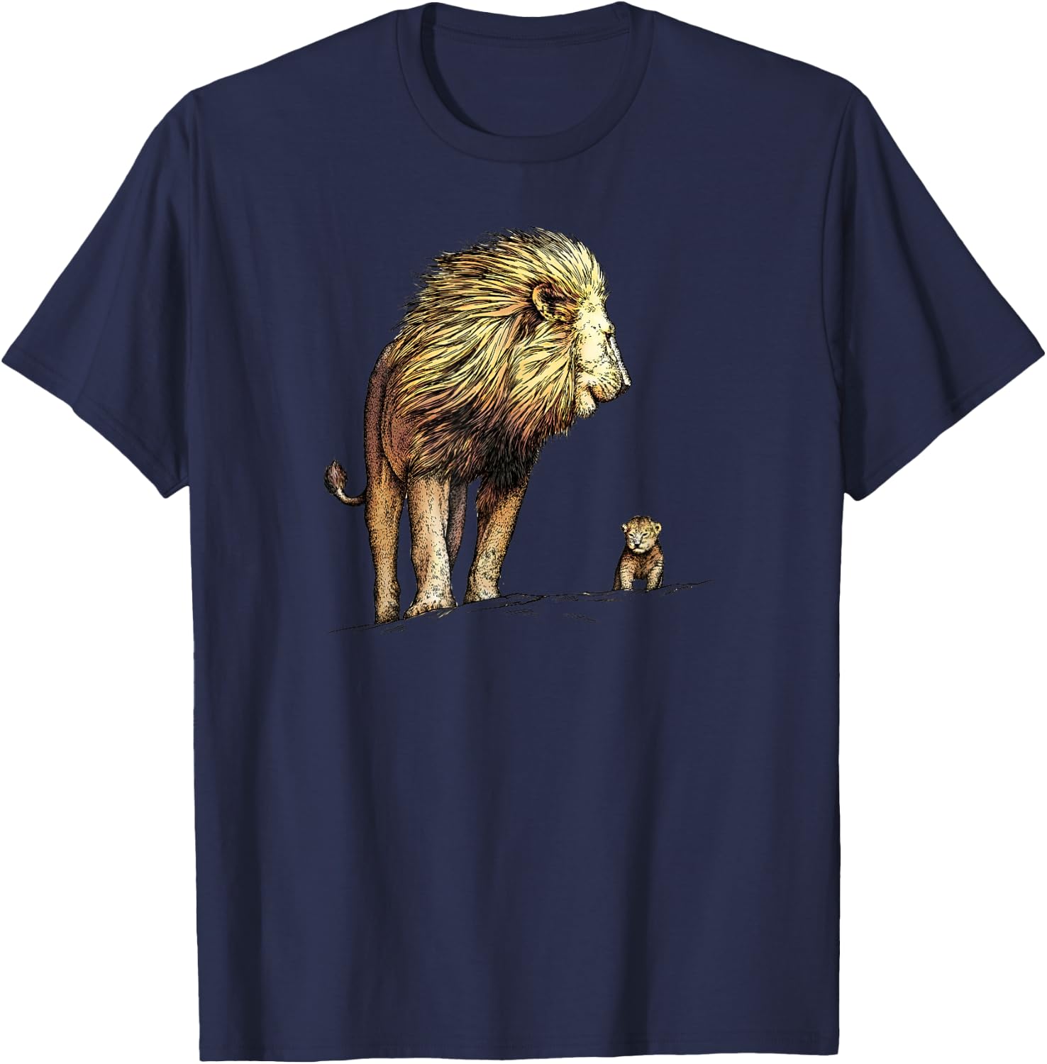 King Lion and Cub For Lion and Big Cat Lovers T-Shirt - T-Shirt | Navy