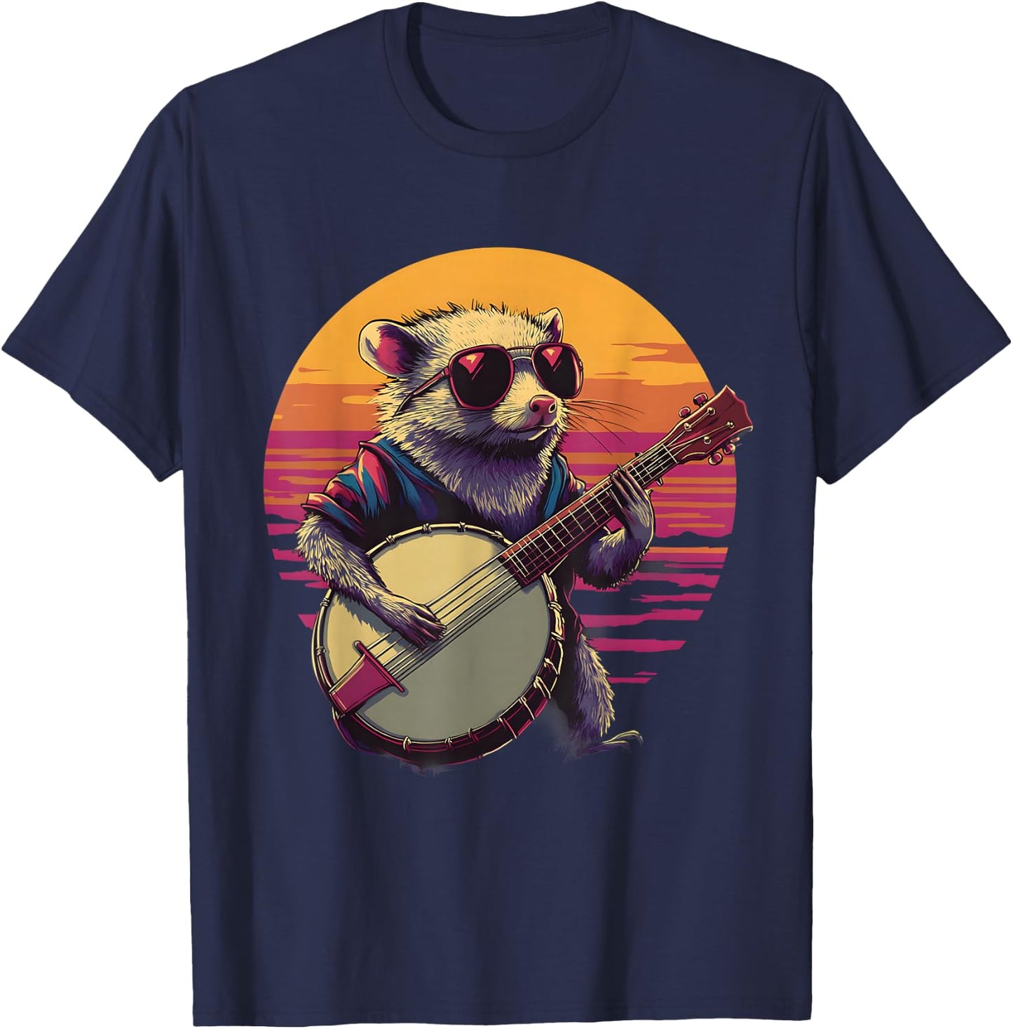 Banjo Possum Bluegrass Banjo Player Opossum Playing Banjo T-Shirt - T-Shirt | Navy