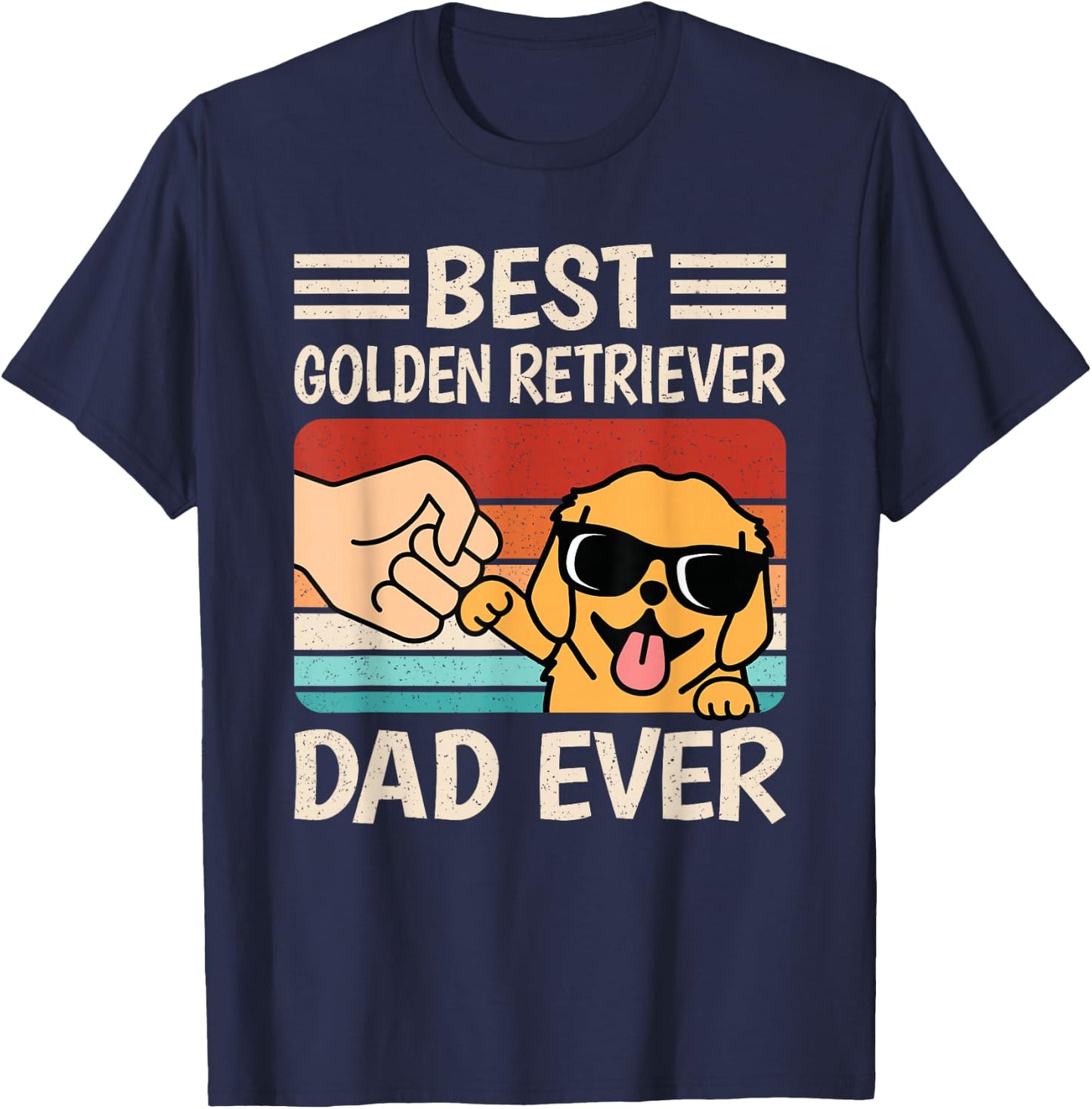 Best Golden Retriever Dad Ever Funny Dog Lover Retro Men T-Shirt - T-Shirt | Navy