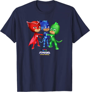 PJ Masks Group Shot Power Heroes Best Trio Logo T-Shirt - T-Shirt | Navy