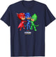 PJ Masks Group Shot Power Heroes Best Trio Logo T-Shirt - T-Shirt | Navy