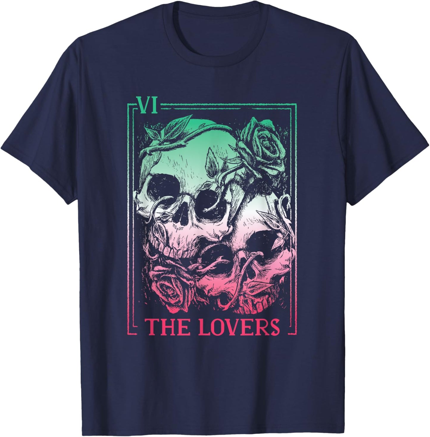 The Lovers Tarot Card Occult Goth Abrosexual Gothic Soulmate T-Shirt - T-Shirt | Navy