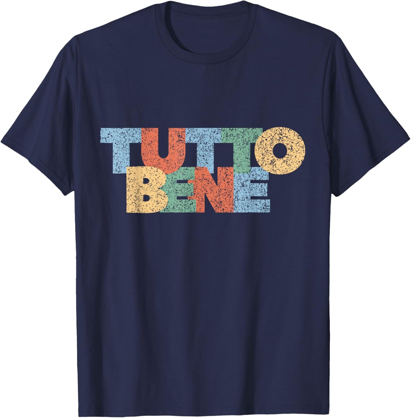 Alles Gut Tutto Bene Modern Colourful Rainbow Italy Saying , black, s T-Shirt - T-Shirt | Navy