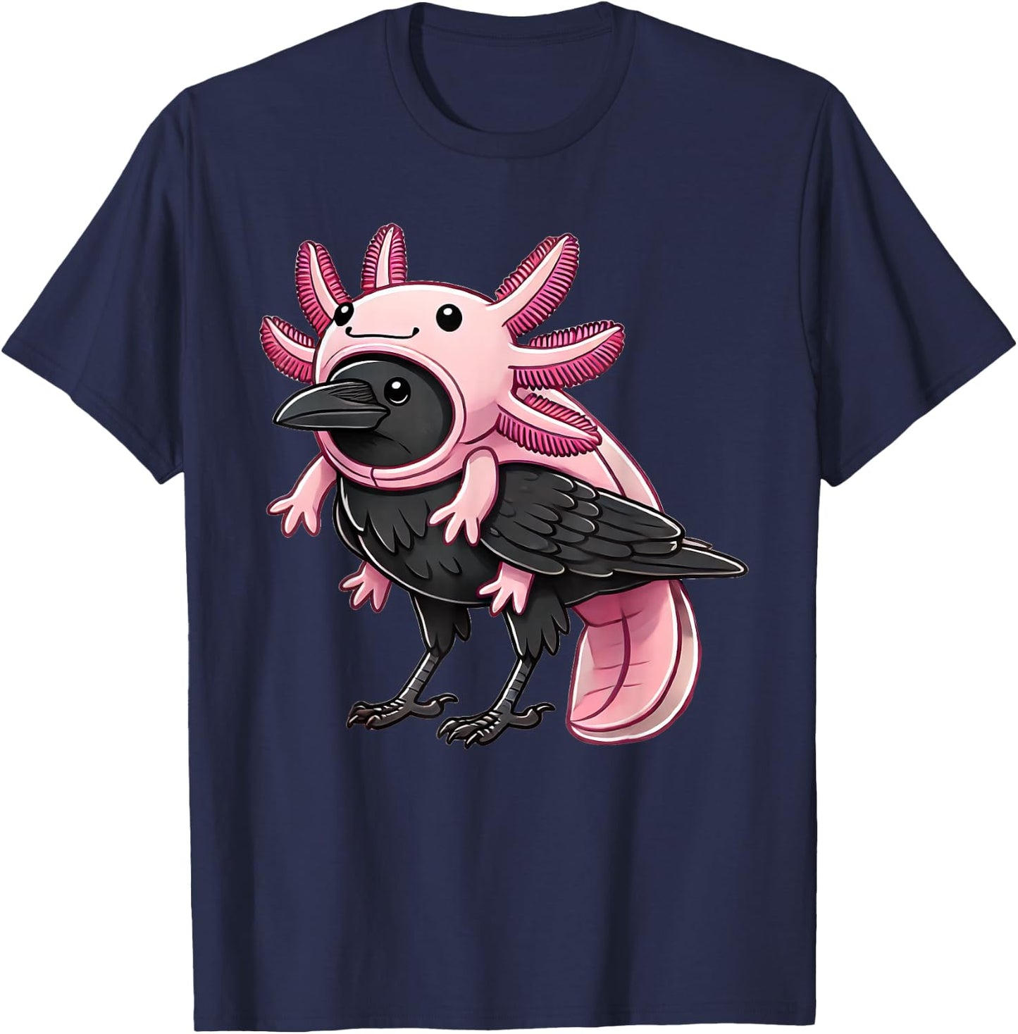 Kawaii Crow Raven Bird Axolotl Costume T-Shirt - T-Shirt | Navy