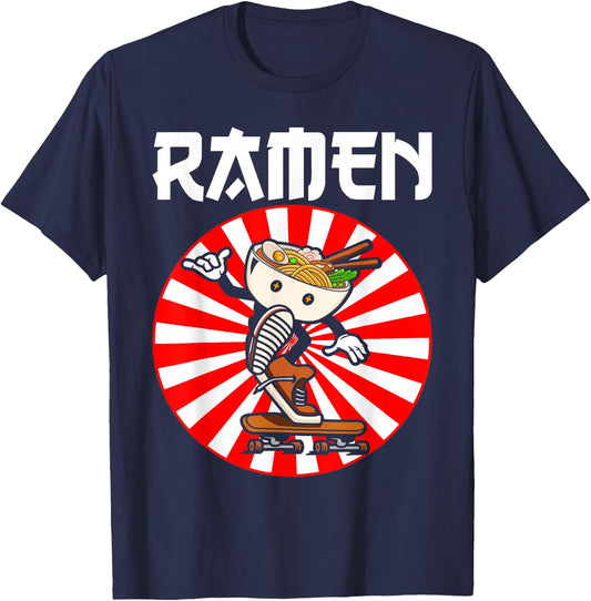 Cute Ramen Skater Kawaii Anime Skateboard Lover Teens T-Shirt - T-Shirt | Navy