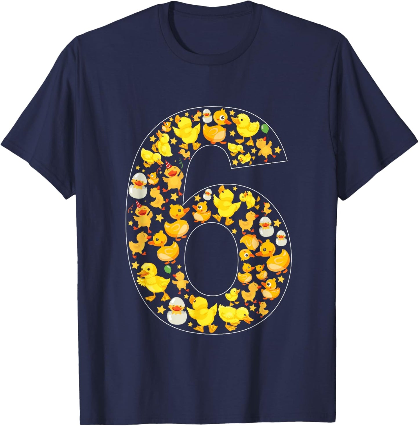 6th Birthday Cute Duck Theme 6 Year Old Boy Girl Birthday T-Shirt - T-Shirt | Navy