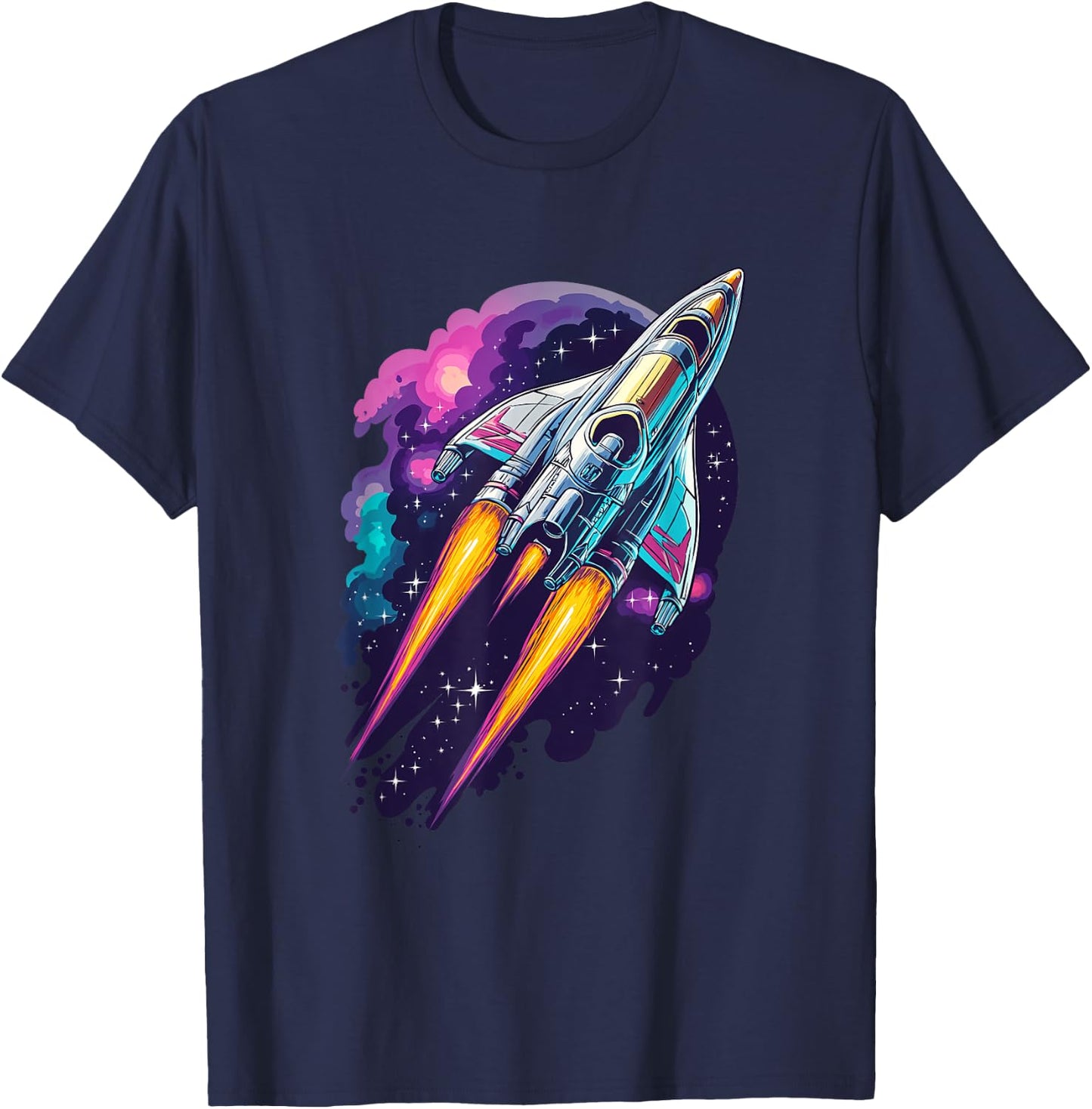 Universe Rocket Start Cosmos Shuttle Flight Galaxy Space , black T-Shirt - T-Shirt | Navy
