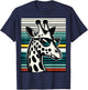 Funny Giraffe Vintage Sunglasses African Animal Lover T-Shirt - T-Shirt | Navy