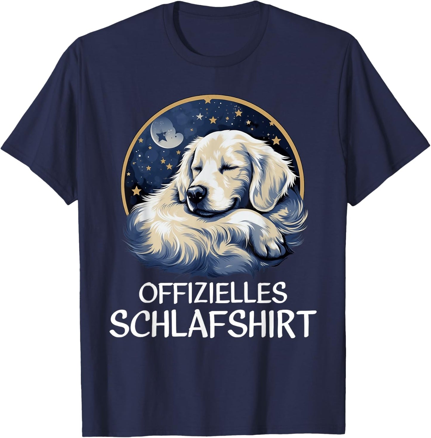 Official Sleep Shirt Golden Retriever Nightdress Pyjamas , black T-Shirt - T-Shirt | Navy