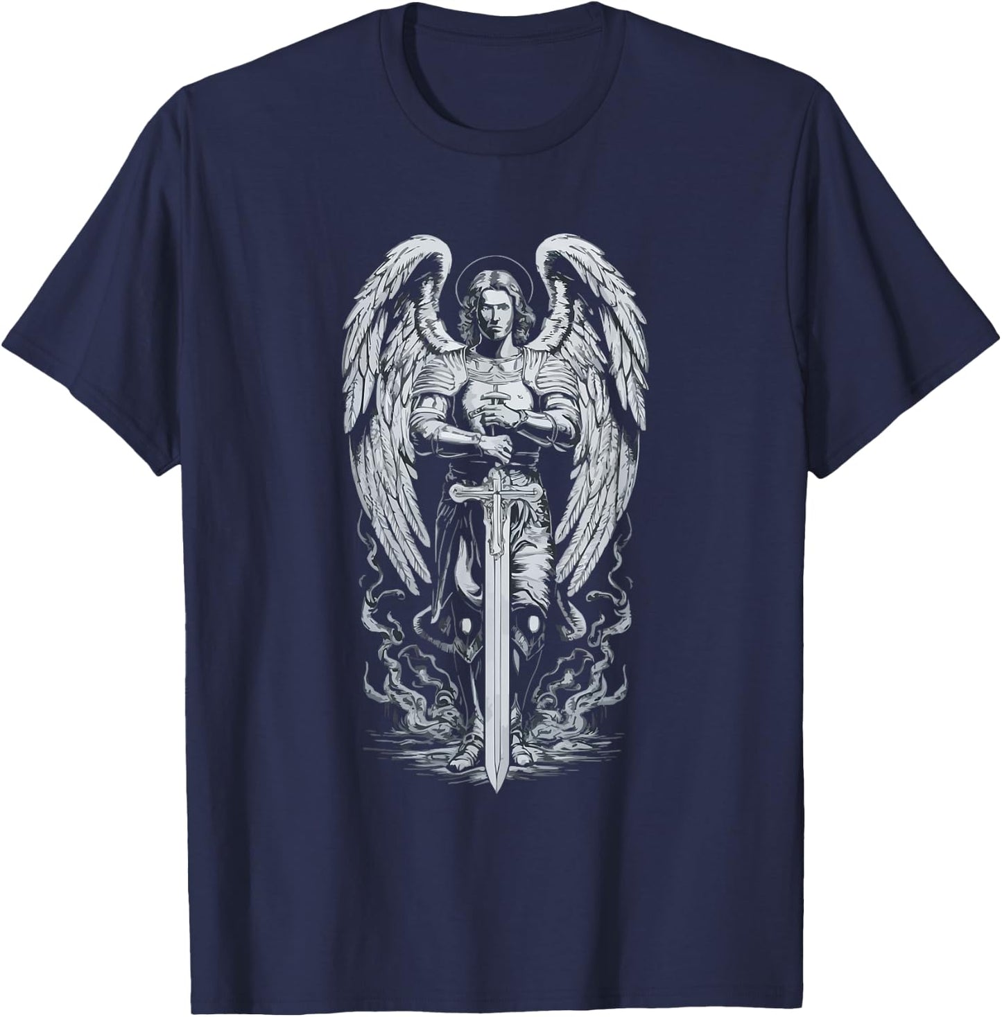 Archangel Catholic Religion Christianity Guardian Angel T-Shirt - T-Shirt | Navy