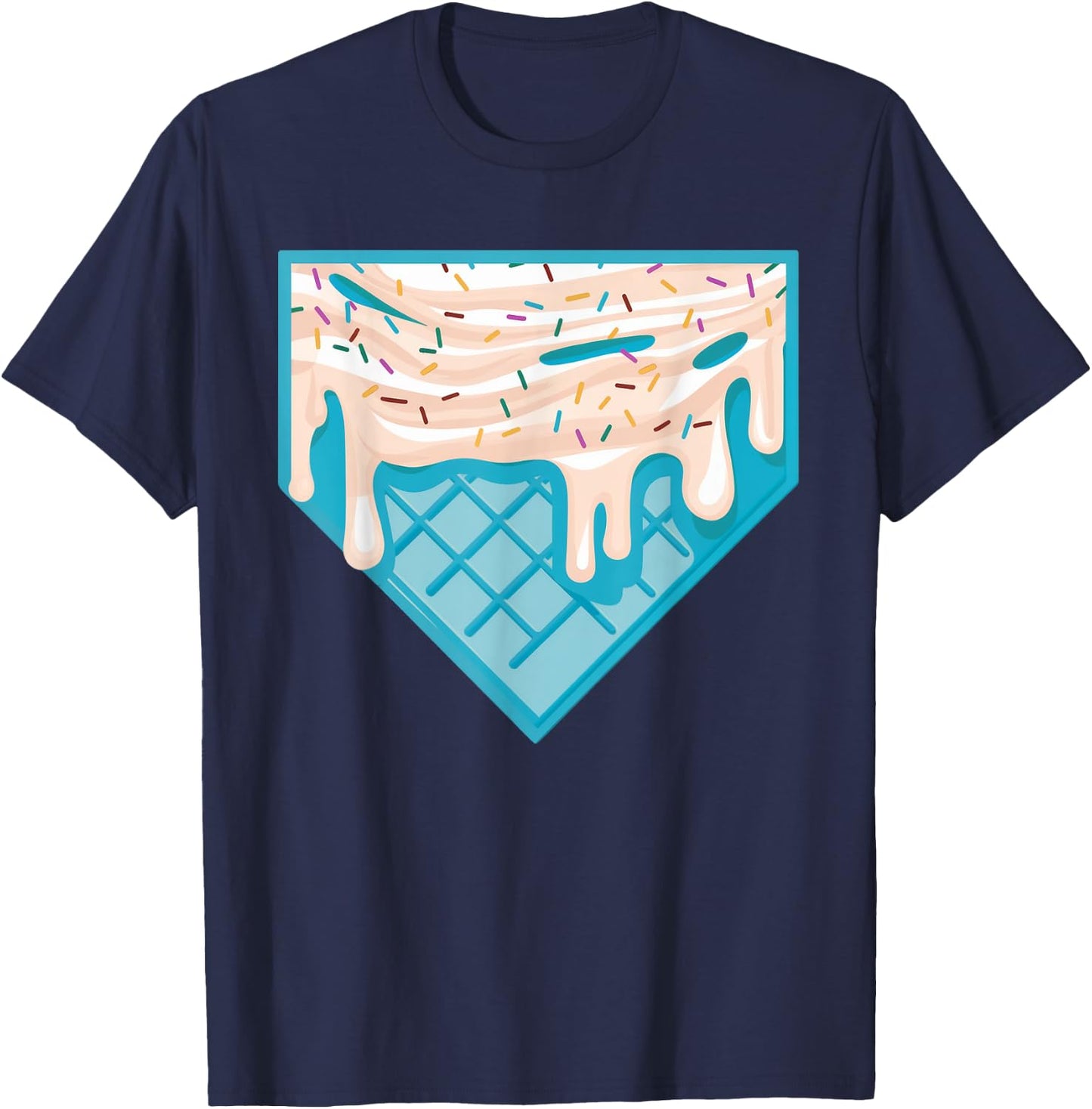 Funny Home Plate Drip - Ice Cream Softball & Baseball T-Shirt - T-Shirt | Navy