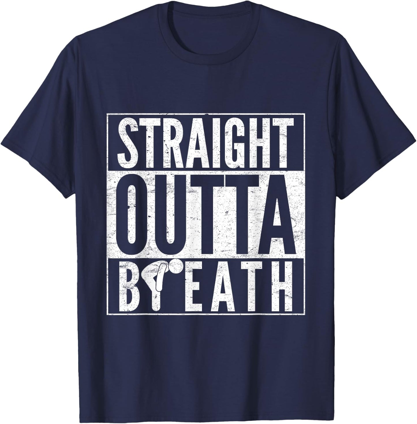 Straight Outta Breath Funny Running Jokes For Runner T-Shirt - T-Shirt | Navy