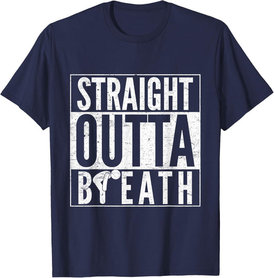 Straight Outta Breath Funny Running Jokes For Runner T-Shirt - T-Shirt | Navy