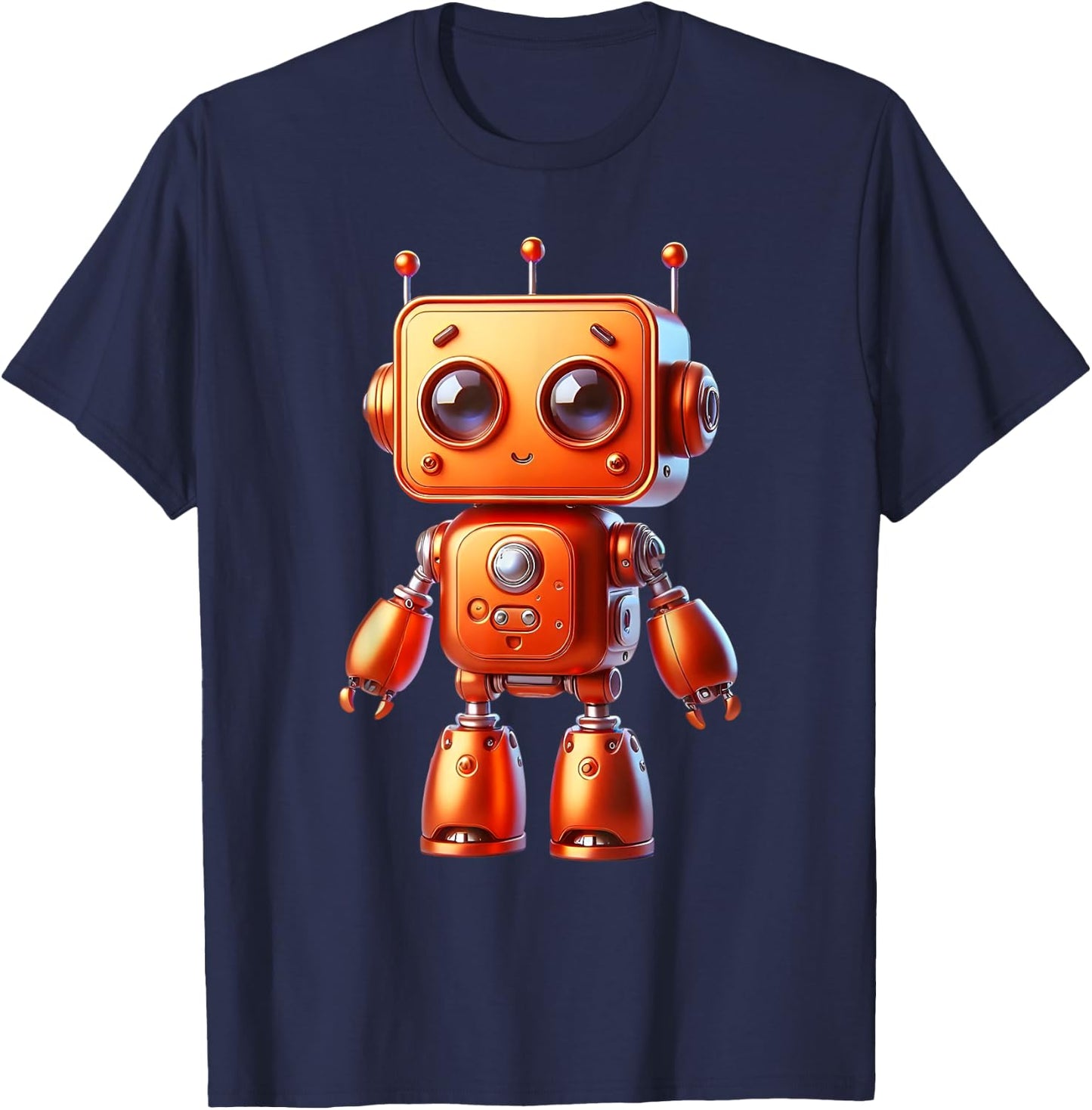 Retro Orange Robot Robotic ROBOT Art Science & Math Boy T-Shirt - T-Shirt | Navy
