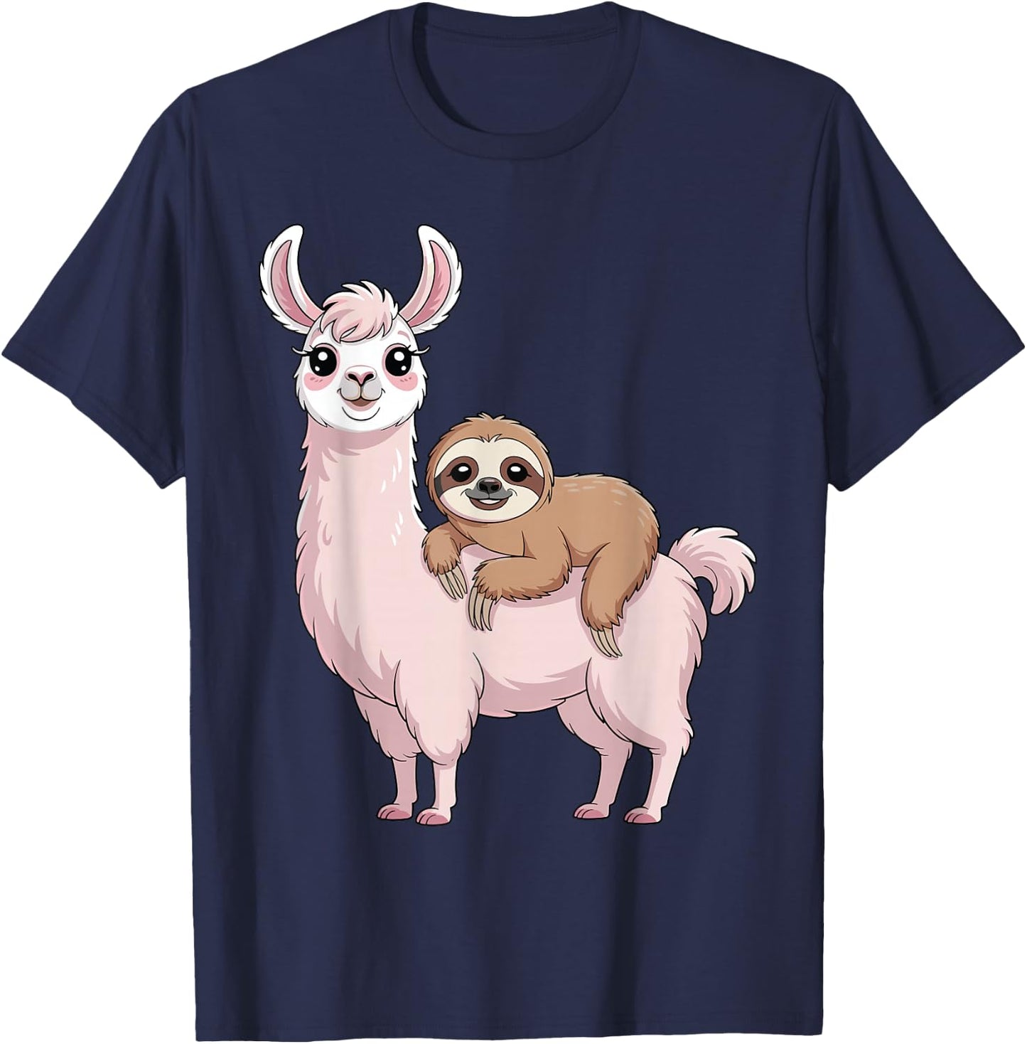 Sloth Riding Llama Funny Llama Women Kids T-Shirt - T-Shirt | Navy
