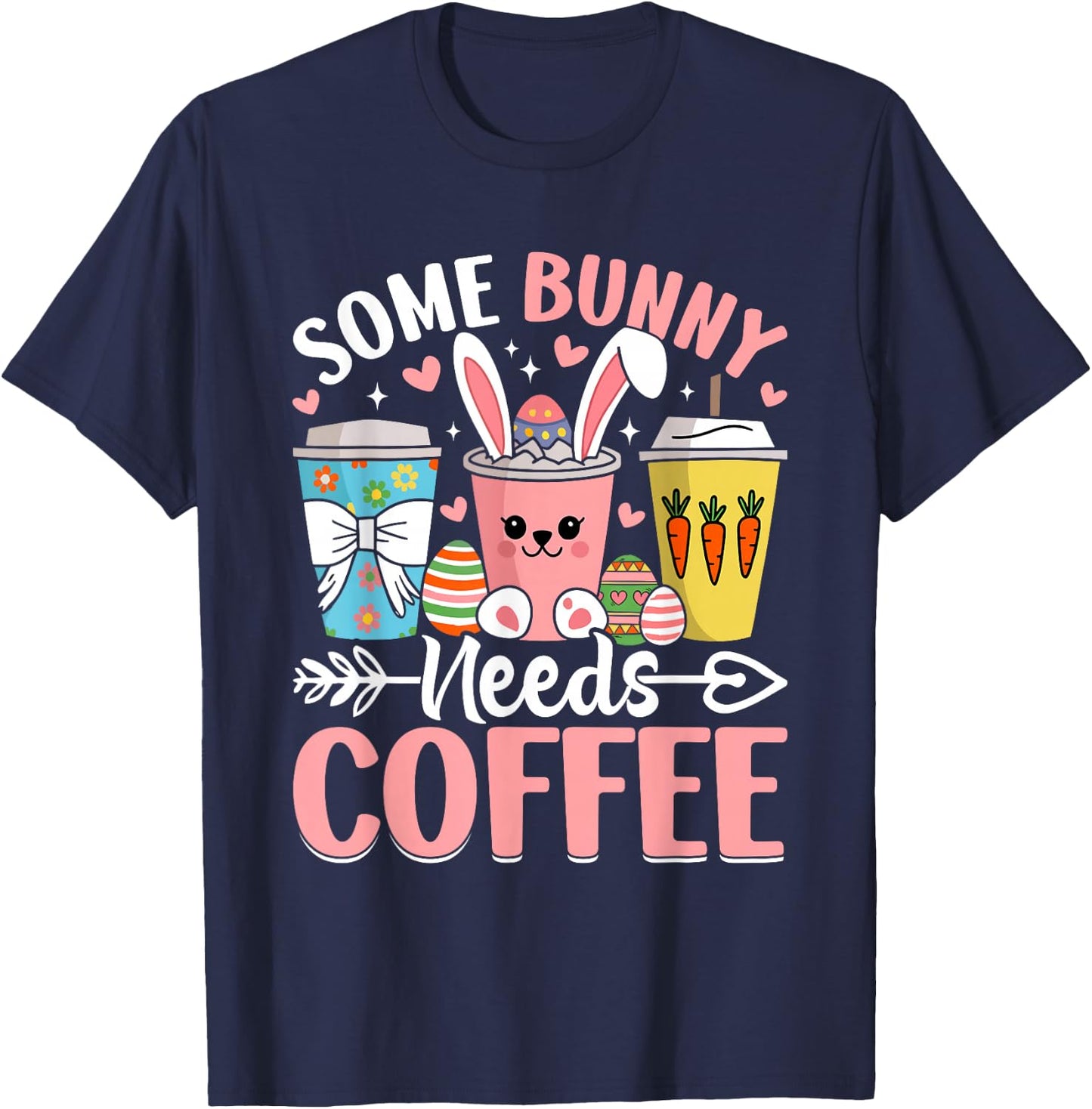 Cute Easter Bunny Coffee Lovers T-Shirt - T-Shirt | Navy