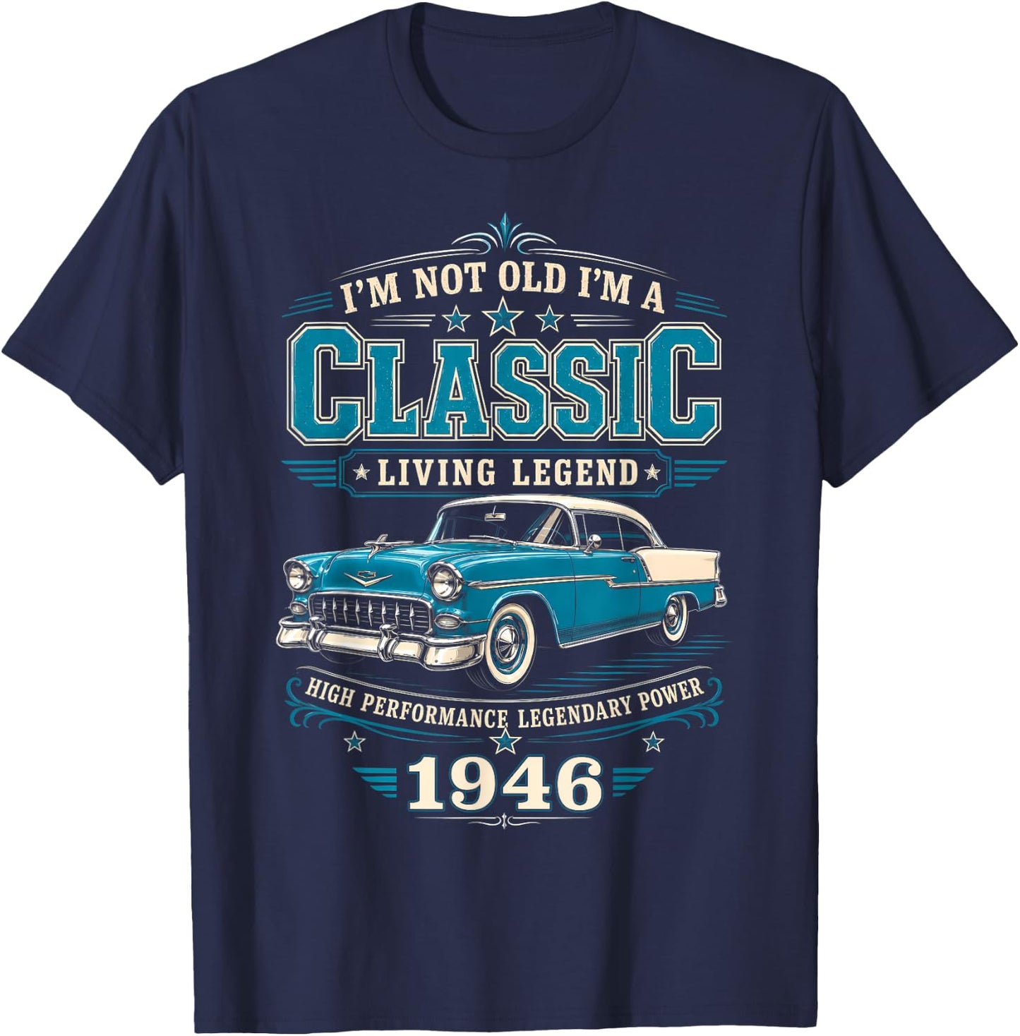 80 Year Old Classic Car 1946 Limited Edition 80th Birthday T-Shirt - T-Shirt | Navy