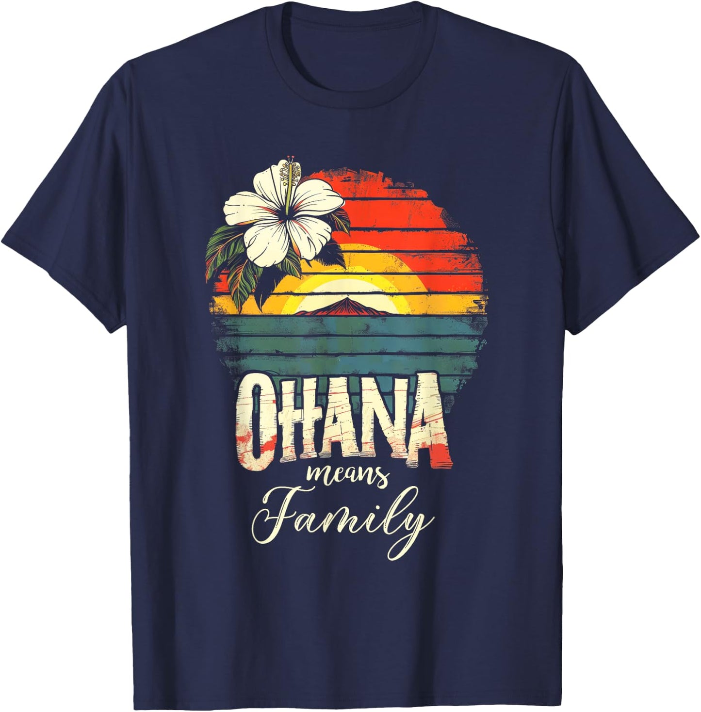 Ohana Means Family Hawaii Sommer Palmen Beach T-Shirt - T-Shirt | Navy