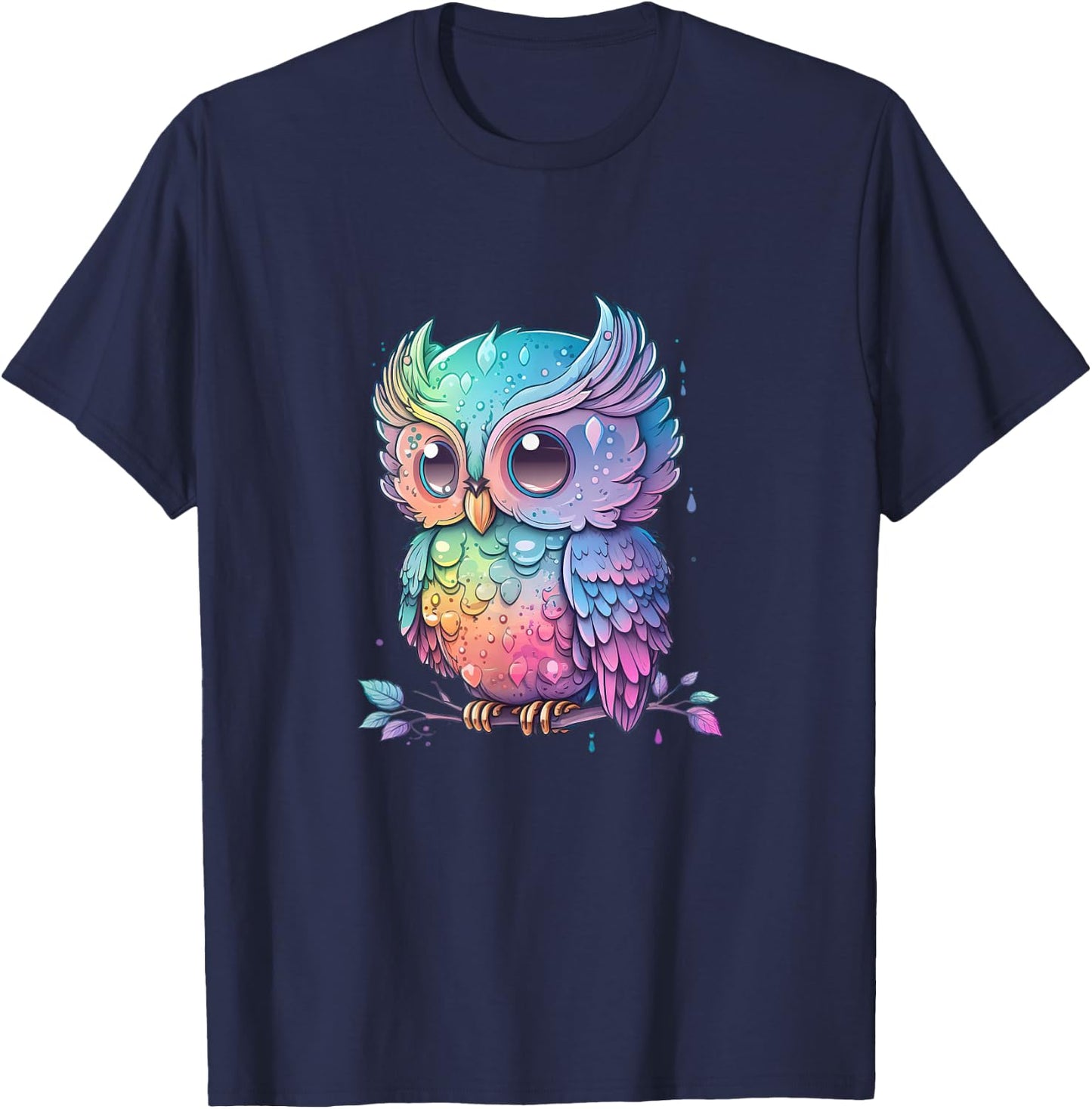 Bunte Eule mit großen Augen T-Shirt - T-Shirt | Navy
