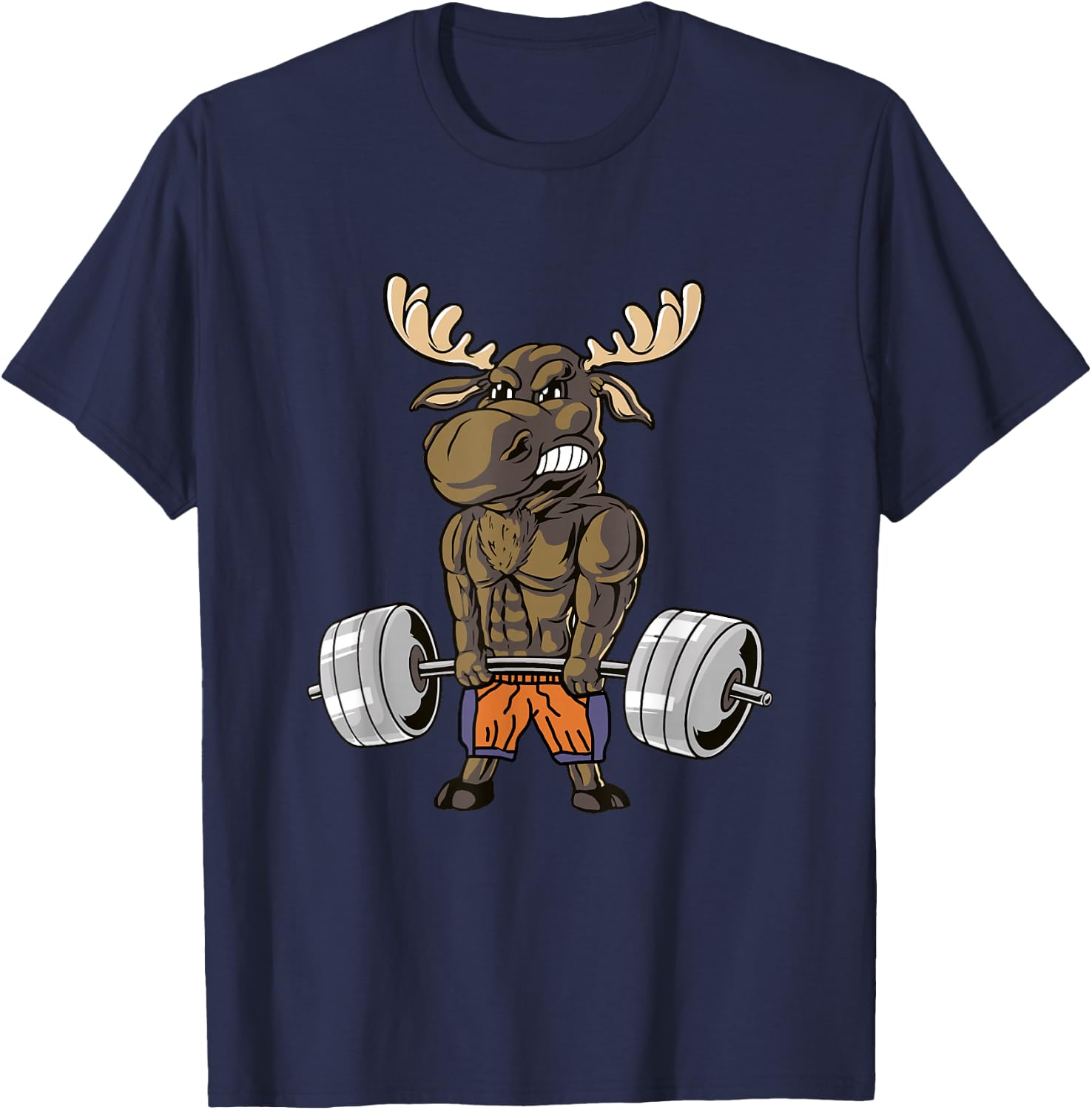 Funny Deadlift Moose Weightlifting Gym Humor T-Shirt - T-Shirt | Navy