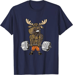 Funny Deadlift Moose Weightlifting Gym Humor T-Shirt - T-Shirt | Navy