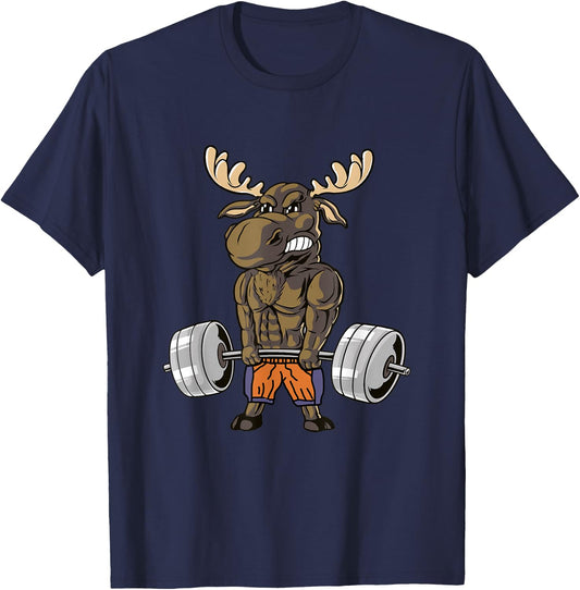 Funny Deadlift Moose Weightlifting Gym Humor T-Shirt - T-Shirt | Navy