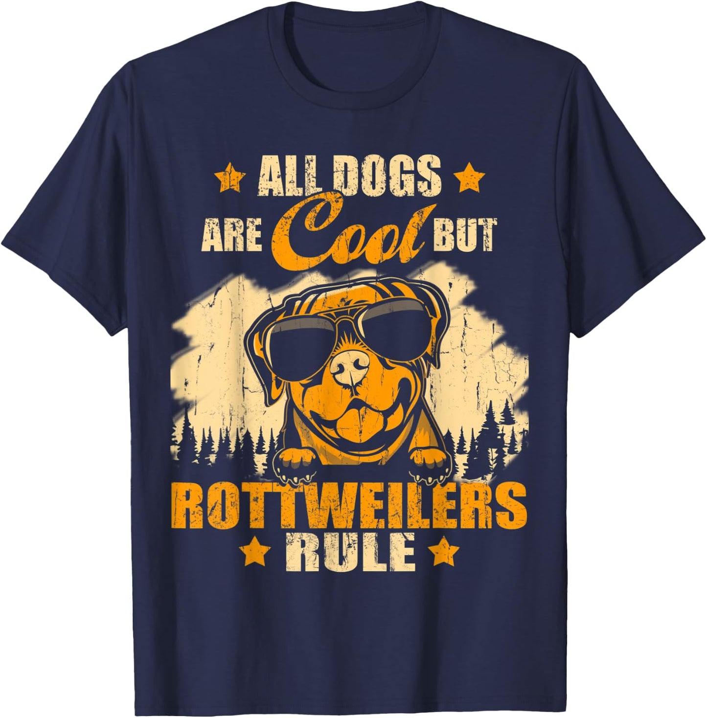 All Dogs Are Cool But Rottweilers Rule Funny Christmas T-Shirt - T-Shirt | Navy