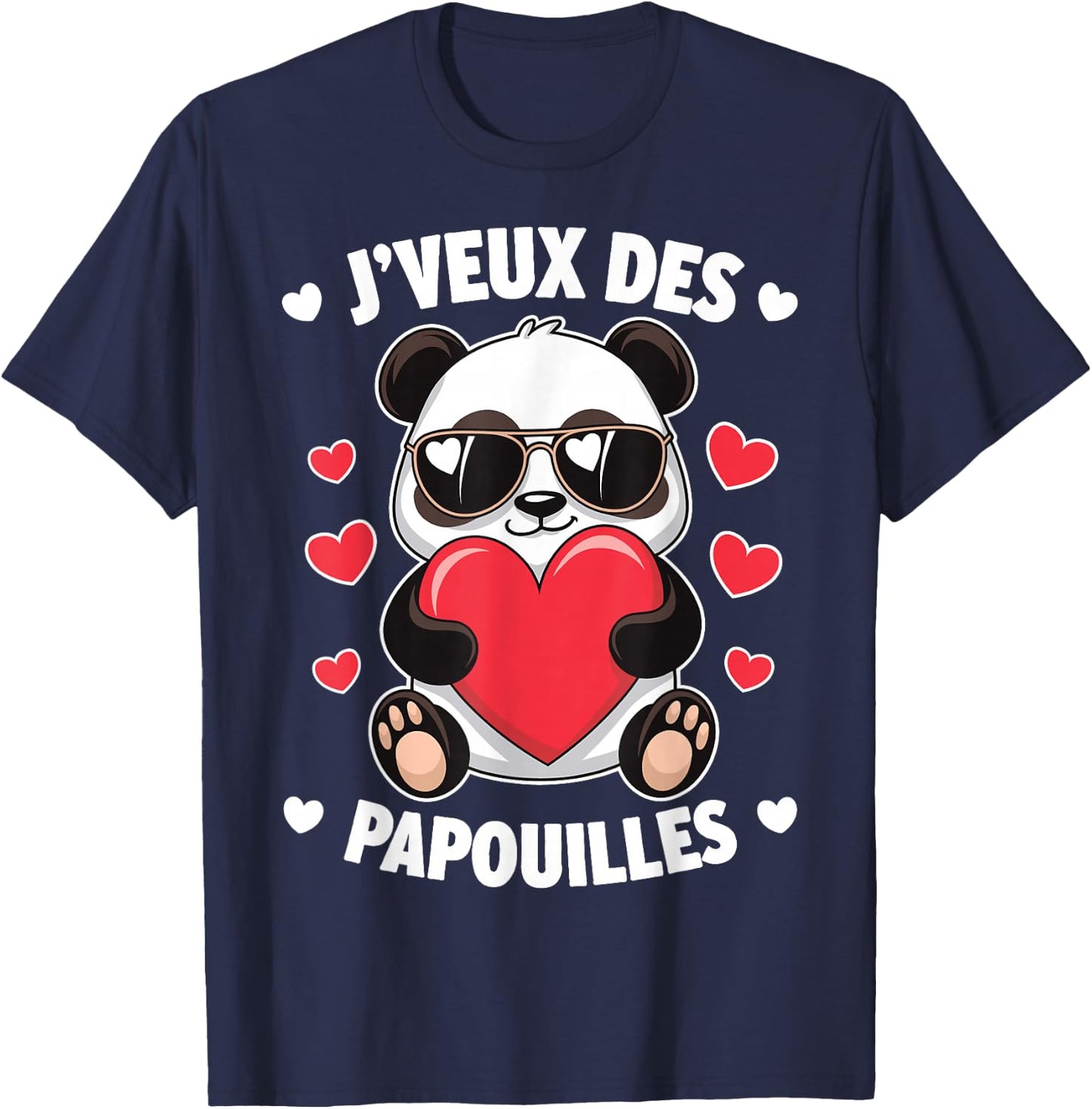 I Want Papouilles Love Couple Humor Valentine's Day , Black, S T-Shirt - T-Shirt | Navy