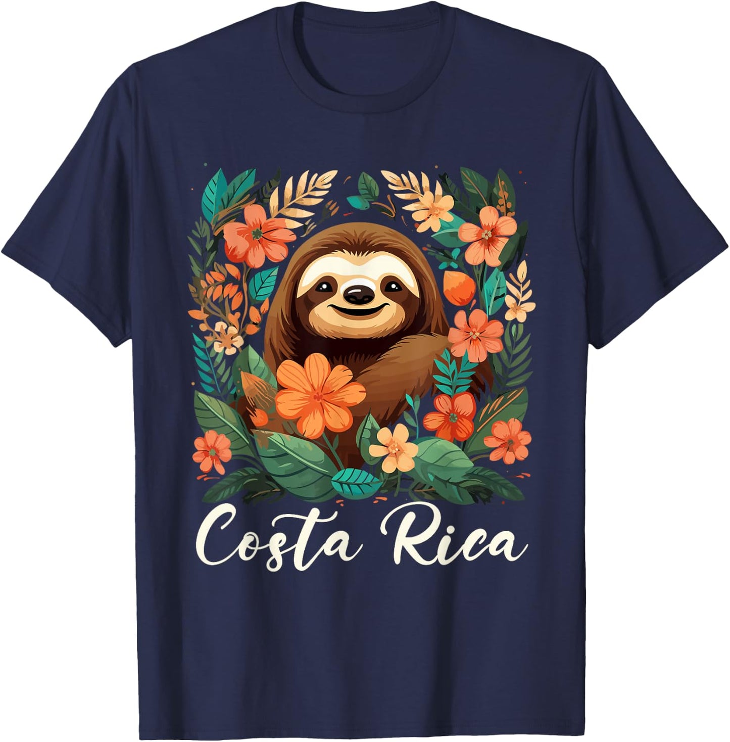 Costa Rica Tropical Sloth T-Shirt - T-Shirt | Navy