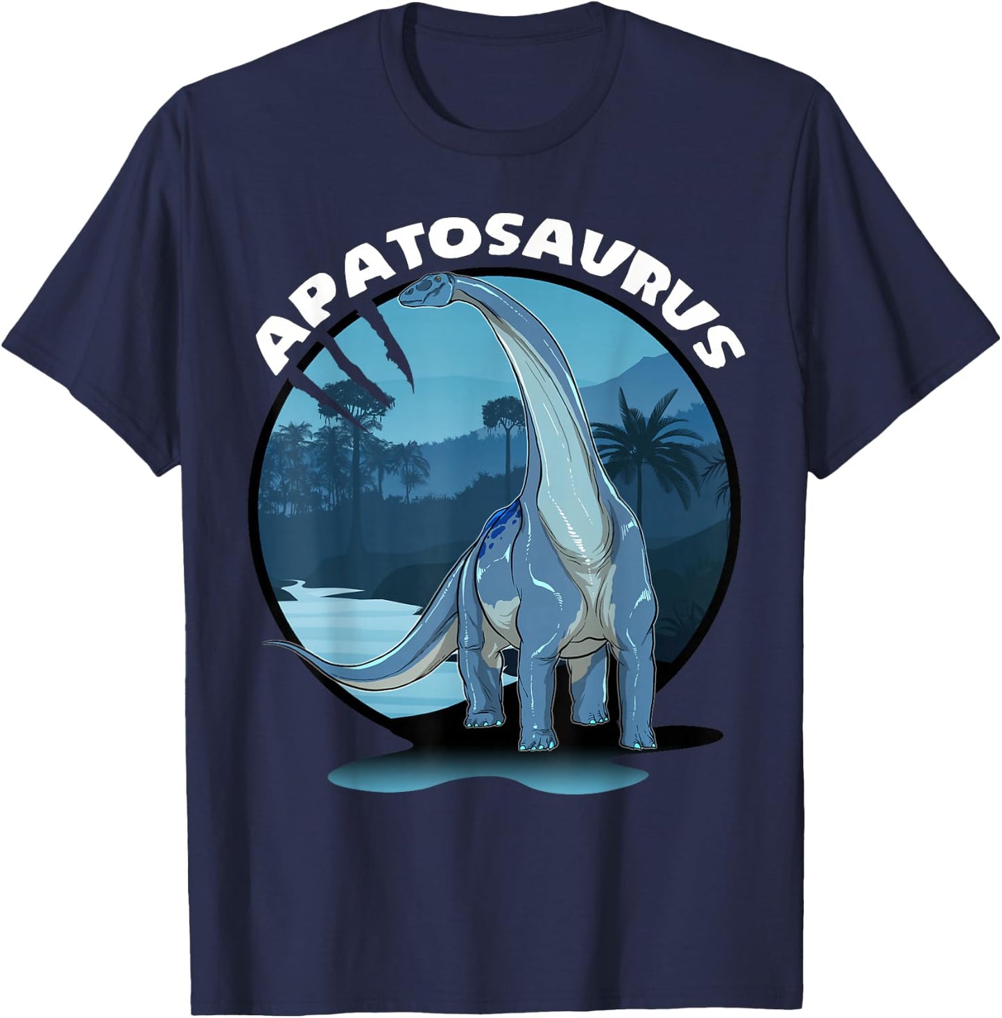Apatosaurus Dinosaur Design With Background T-Shirt - T-Shirt | Navy