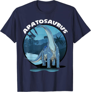 Apatosaurus Dinosaur Design With Background T-Shirt - T-Shirt | Navy