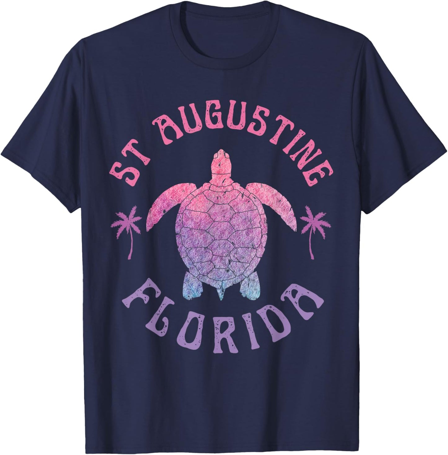 St Augustine Beach Florida Sea Turtle Summer Vacation Cute T-Shirt - T-Shirt | Navy