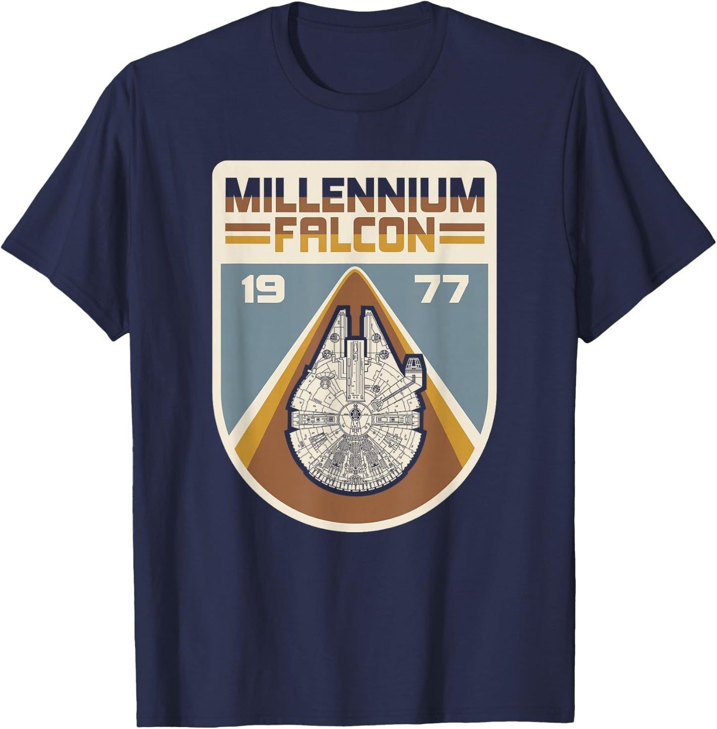 Star Wars Millennium Falcon Vintage 1977 Badge T-Shirt - T-Shirt | Navy