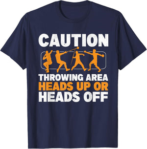 Caution Throwing Area Shot Put Track And Field Thrower T-Shirt - T-Shirt | Navy
