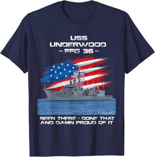 USS Underwood FFG-36 Class Frigate American Flag Veteran