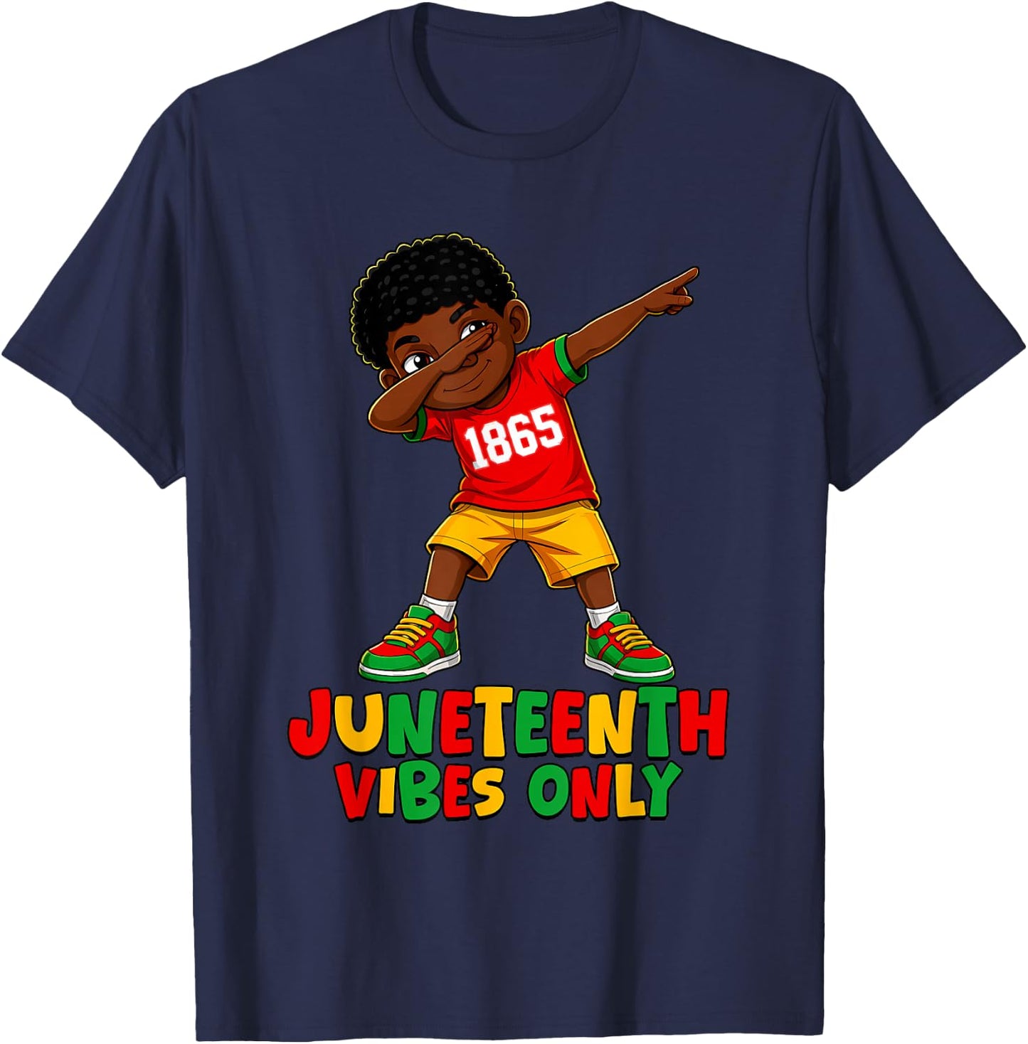 Juneteenth Celebrating 1865 Melanin Brown Skin Boy Kids Teen T-Shirt - T-Shirt | Navy