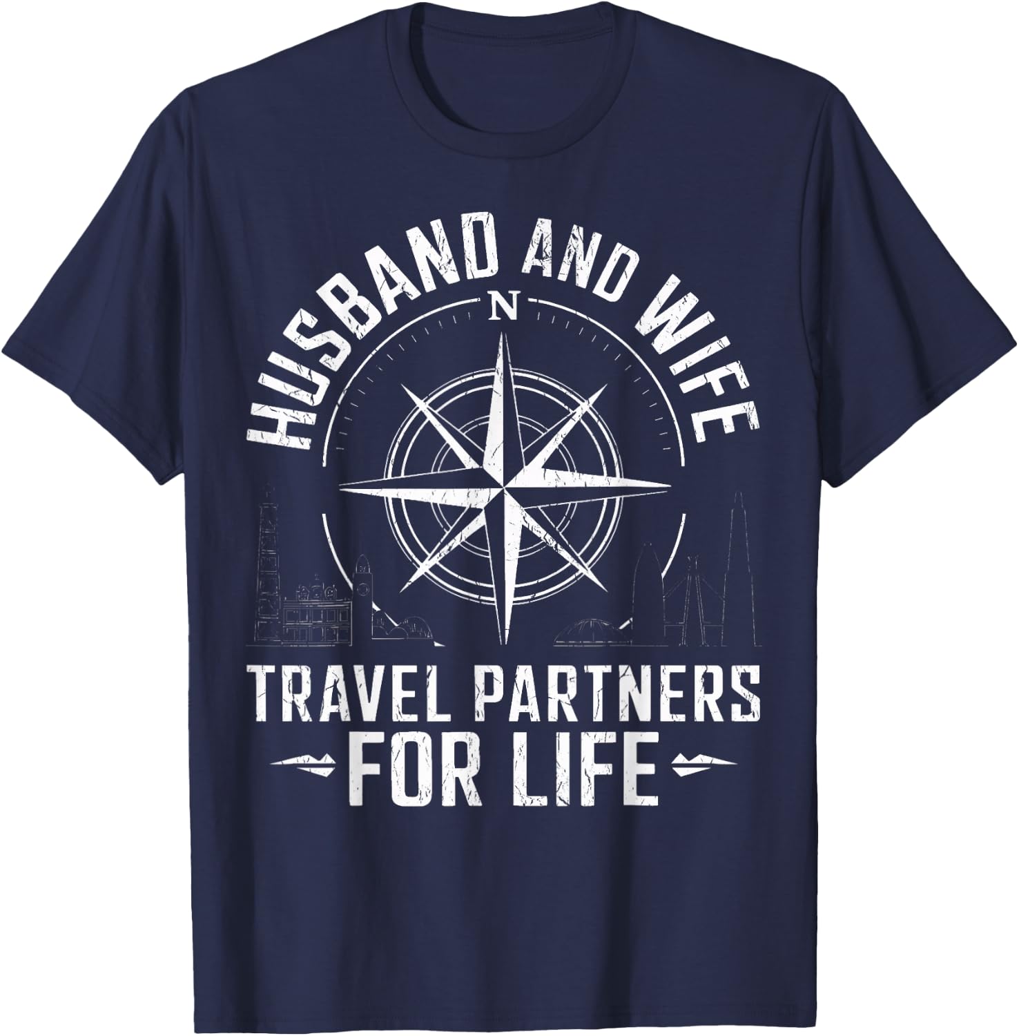 Couples Road Trip Husband Wife Travel Partners For Life T-Shirt - T-Shirt | Navy